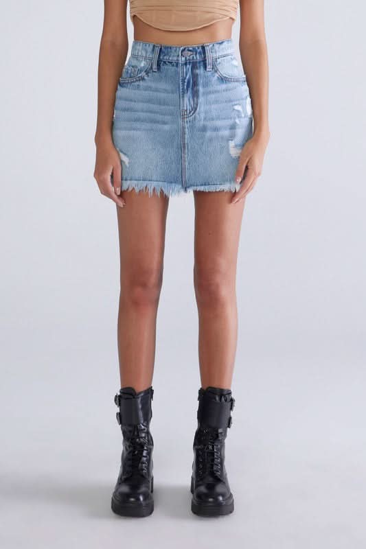 Eyes On You Medium Wash Denim Mini Skirt
