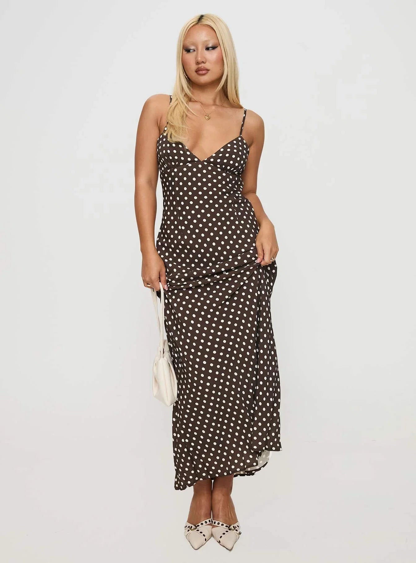 Jorjana Maxi Dress Brown / White Polka Dot