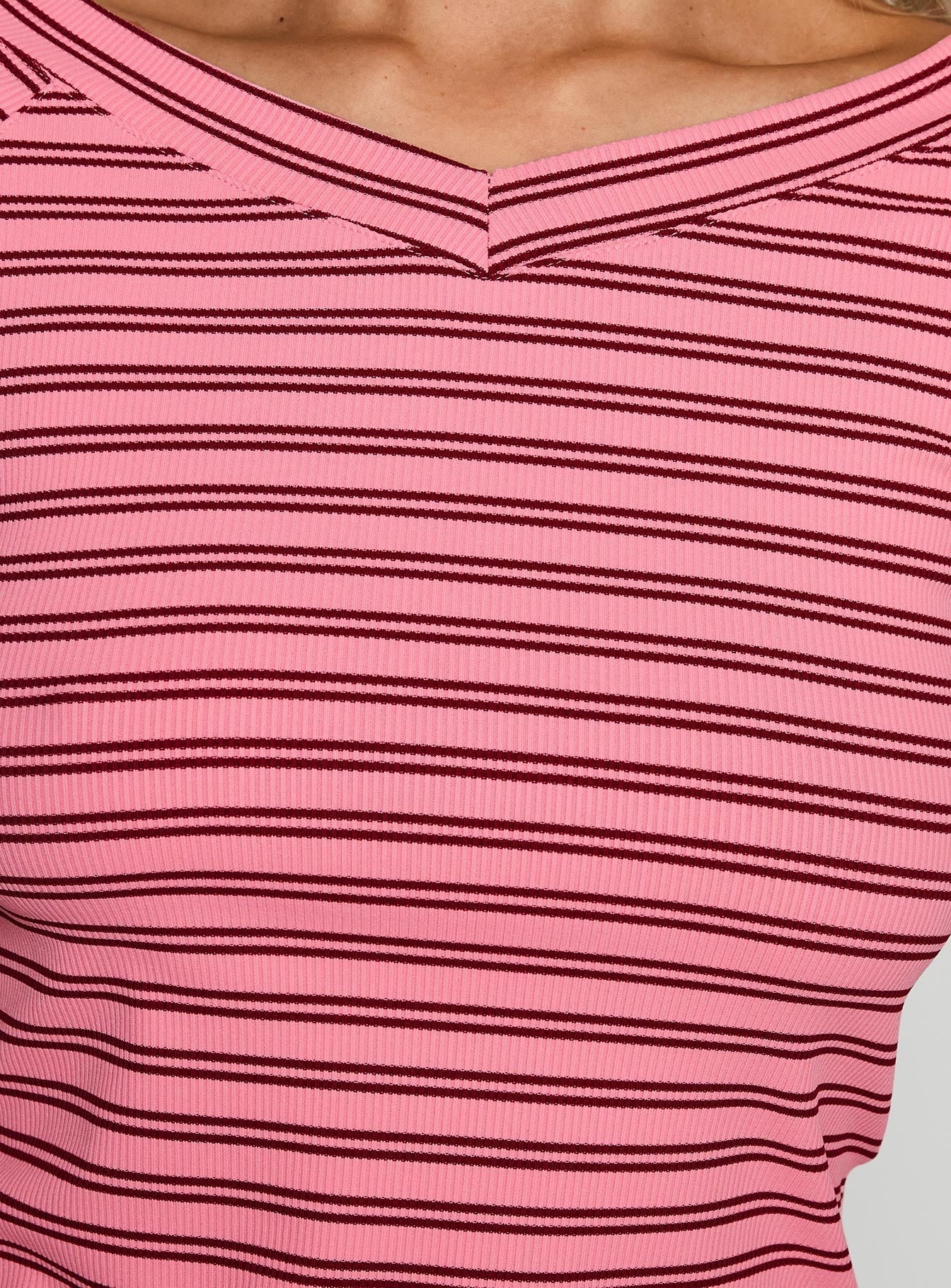 Both Still Young V Neck Top Red