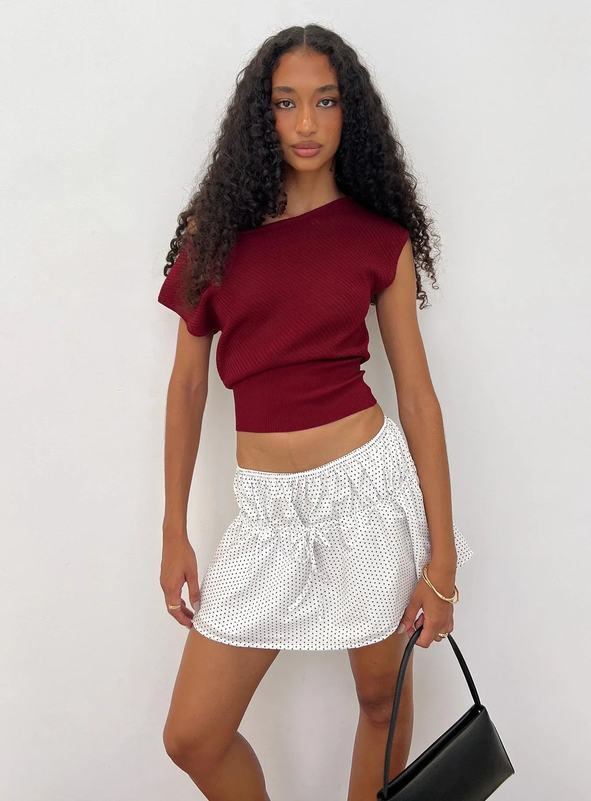 Nomi Mini Skirt White Polka Dot