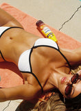 Olivia Adjustable Triangle Bikini Top White Black