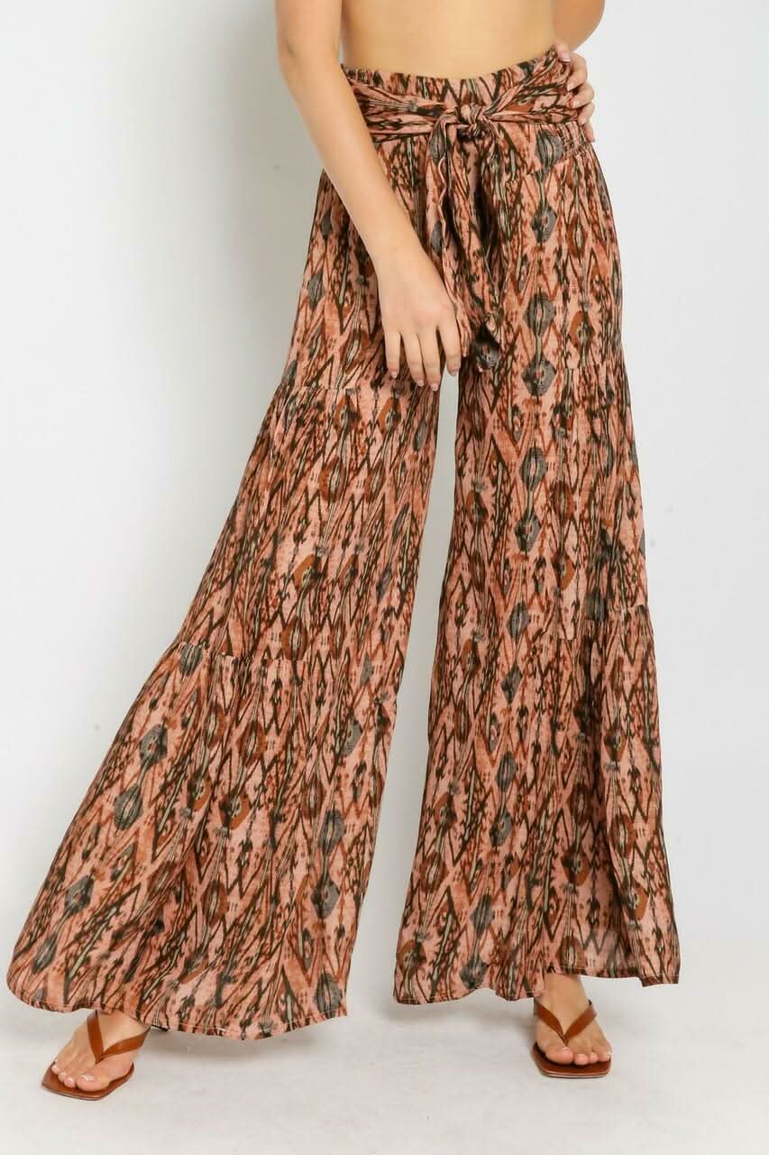 By The Shore Rust Retro Print Two Piece Jumpsuit