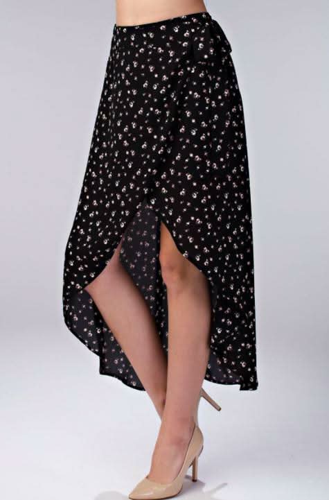 Becca Black Floral Two Piece Midi Dress