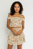 Lizza Taupe Floral Two Piece Ruffle Mini Dress