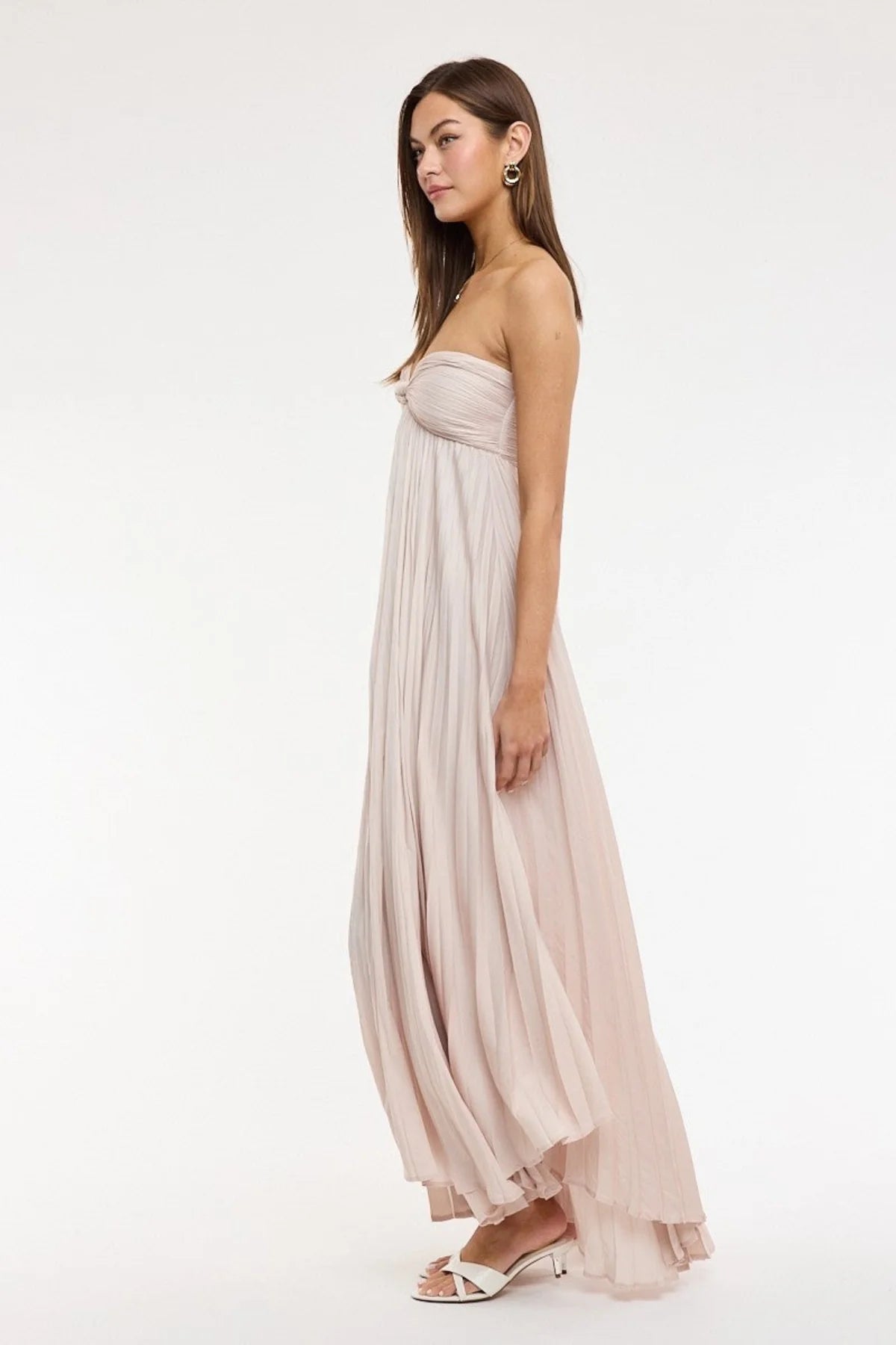 Willow Champagne Strapless Maxi Dress