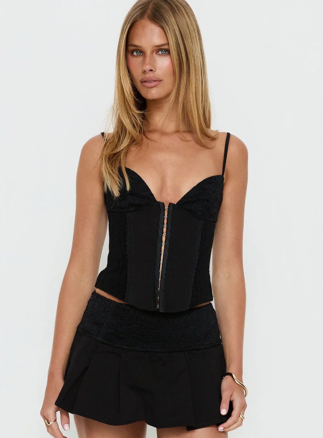 Francee Lace Corset Top Black
