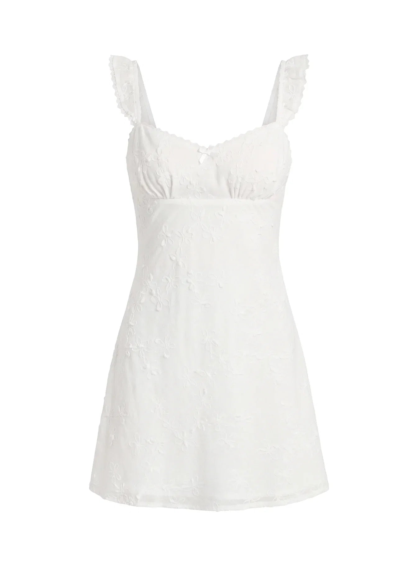 Beacall Embroidered Mini Dress White