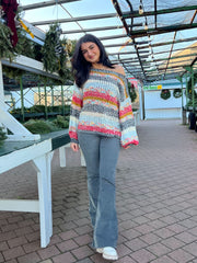 Andie Multi Color Striped Oversized Sweater