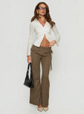 Delancy Twist Detail Long Sleeve Top White