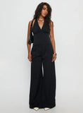 All She Wrote Halter Tailored Set Navy Stripe
