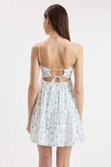Allie Blue Rose Floral Babydoll Mini Dress