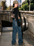 Carianne Low Rise Wide Leg Jeans Dark Wash