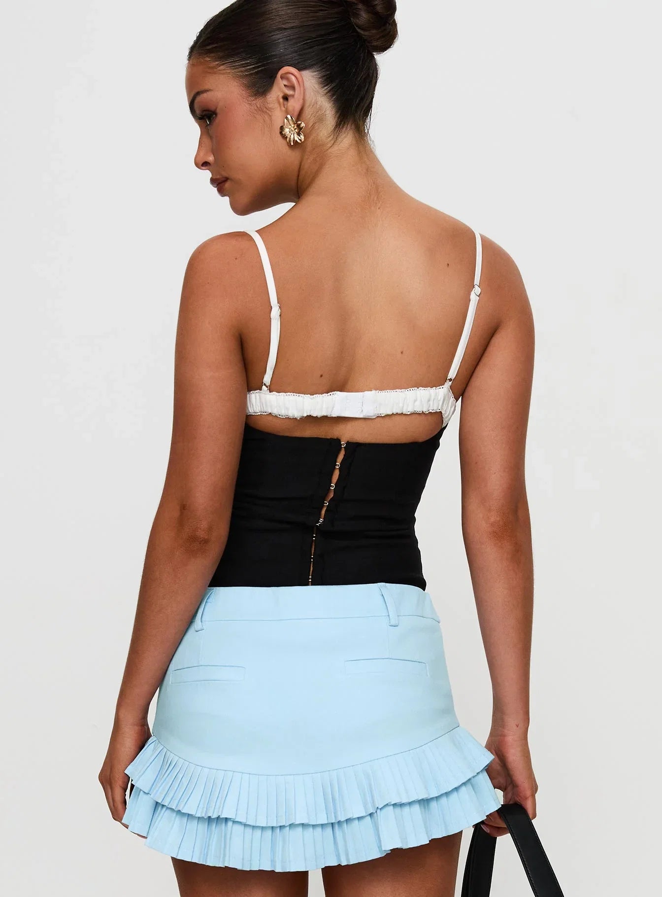 Renaissance Corset Lace Top Black / White