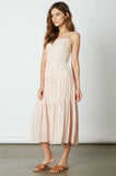 Cherished Moments Mauve Print Lace Up Midi Dress