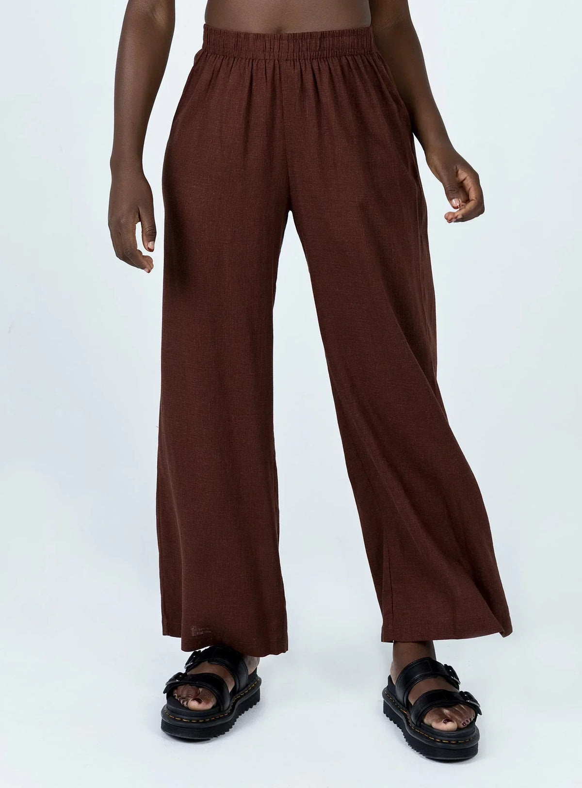 Louis Linen Blend Pants Brown
