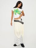 Tiona Summer Flower Top White Lime