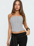 Oscuro Longline Mesh Corset Top Slate