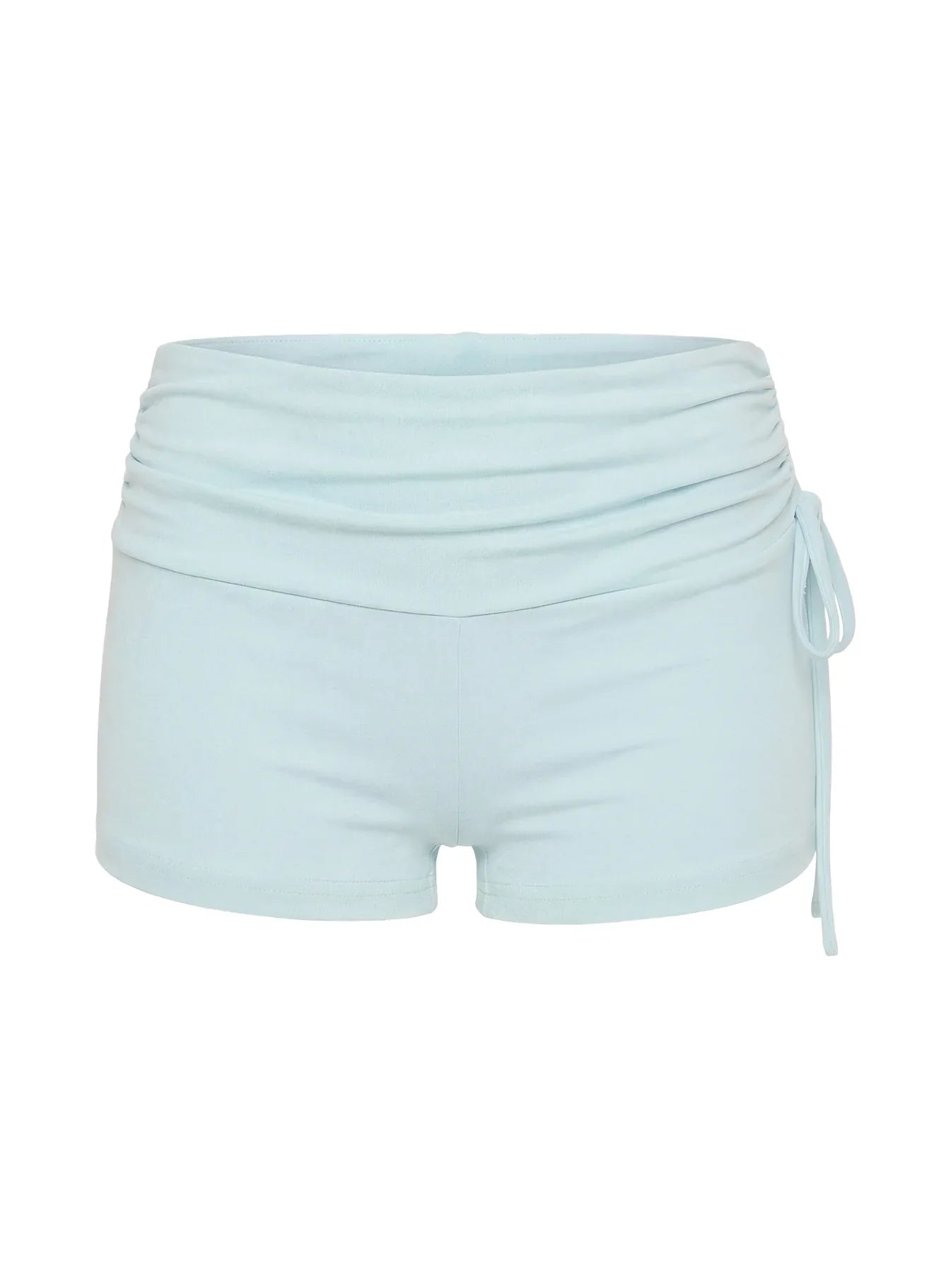 Daily Define Ruched Tie Side Micro Shorts Icy Blue