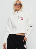 Stanford Buttersport Half zip Hoodie White