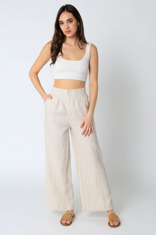 Hamptons Khaki Wide Leg Pants