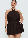 Sunnee Eyelet Detail Playsuit Brown Curve
