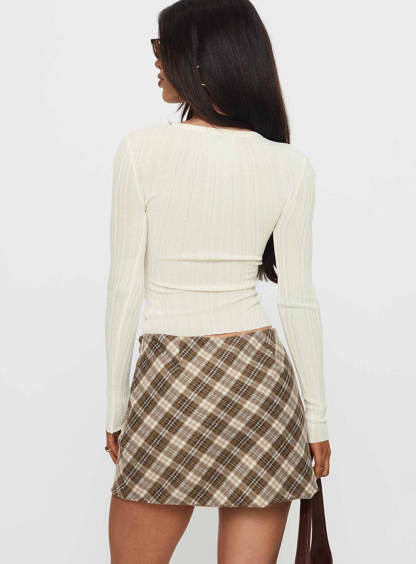 Point Of View Mini Skirt Brown Check