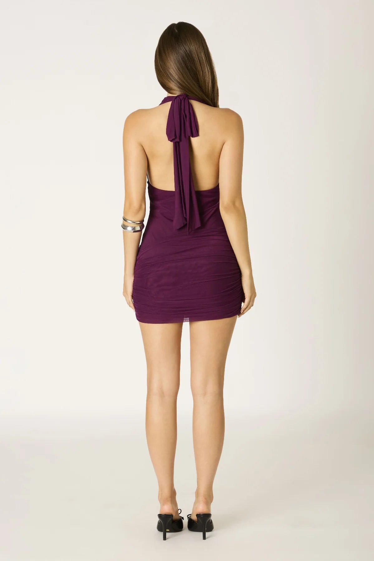 Amara Plum Halter Bodycon Mini Dress