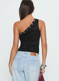 Sophy Studded One Shoulder Top Black