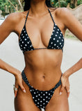 Jenner High Side Bikini Bottom Black Polka Dot