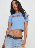 This And Yap Graphic Top Blue Red