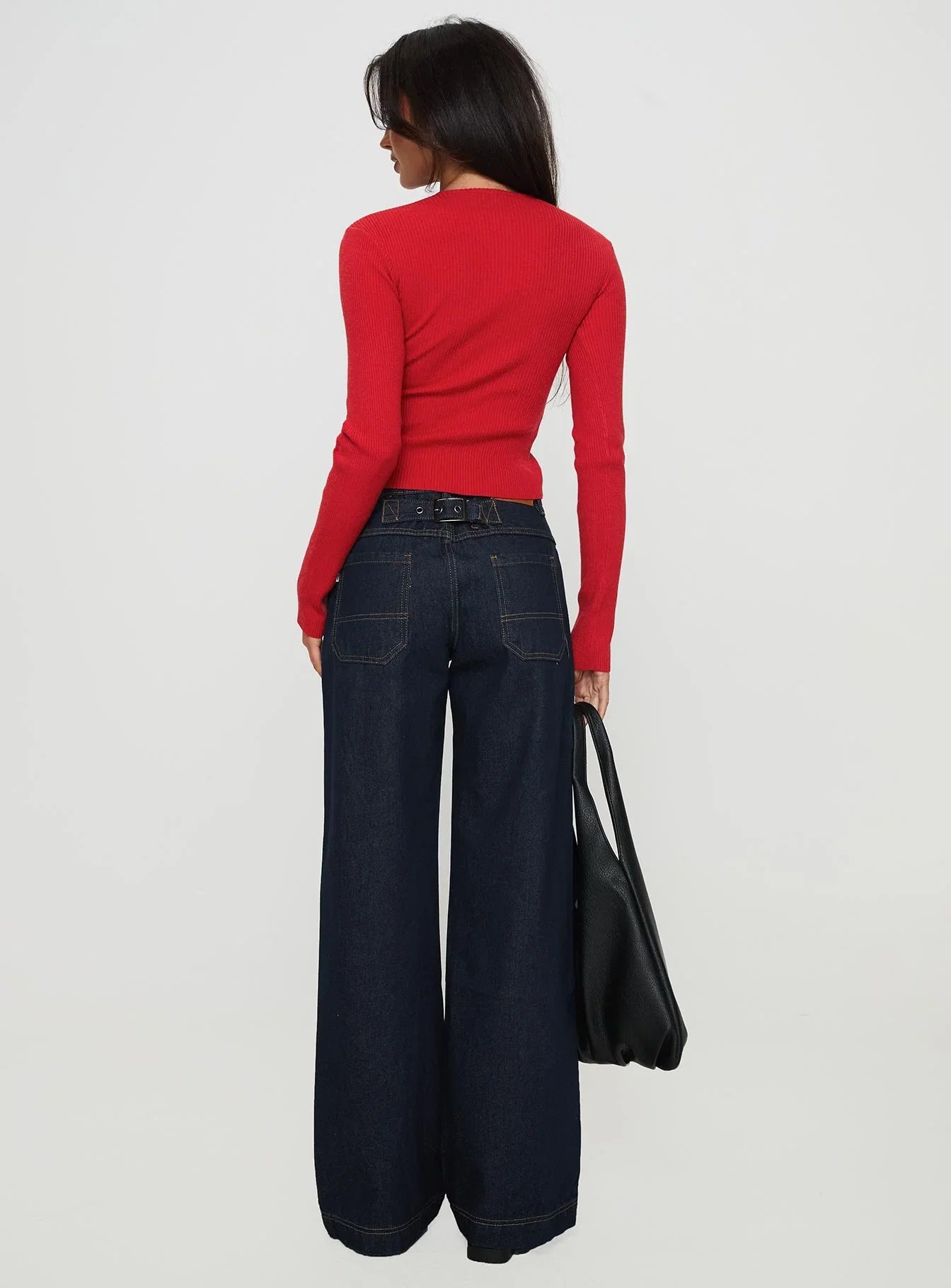Jankins Mid Rise Baggy Jeans Dark Blue Wash