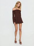 Daija Off Shoulder Long Sleeve Playsuit Brown