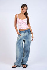 Allie Pink Floral Bustier Cami Top