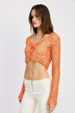 Saturday Sun Orange Crochet Front Tie Crop Top