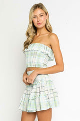 Take Me With You Green Plaid Two Piece Dress