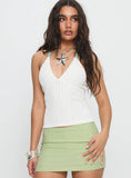 Vibe Check Bead Detail Cross Front Top White