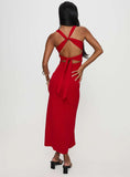 Mesmerise Halter Maxi Dress Red