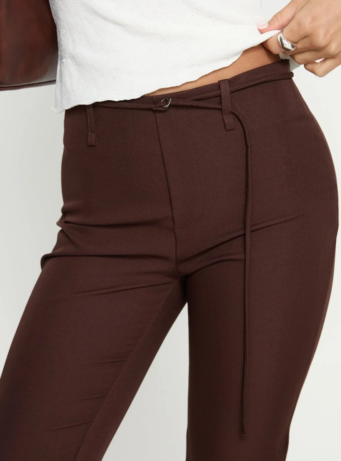 Giorgie Belted Capri Pant Chocolate Brown