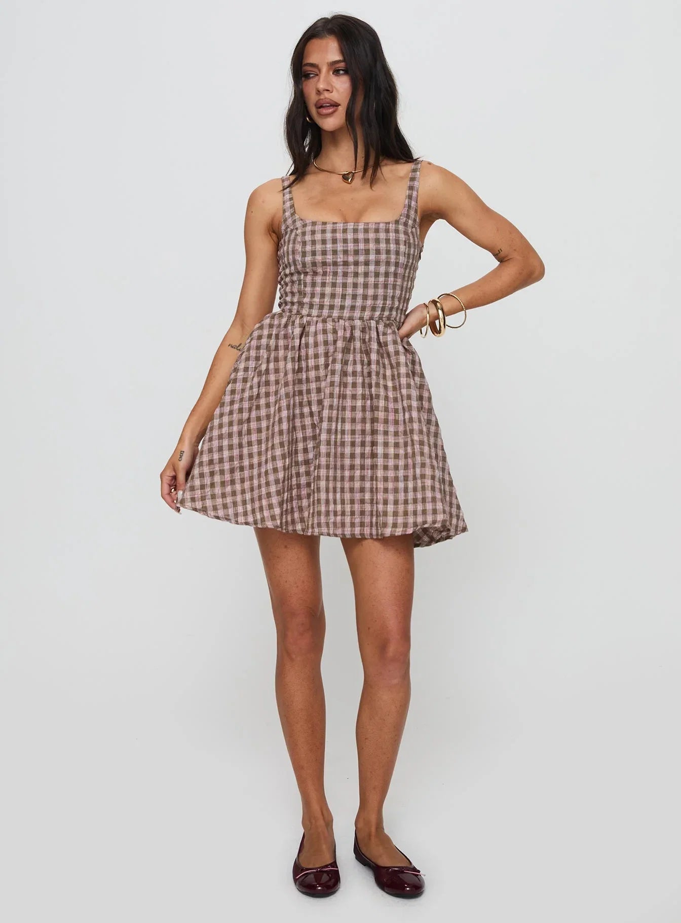 Cartmel Mini Dress Brown Pink