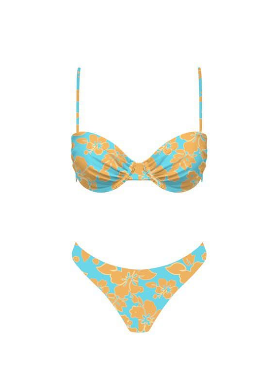 Shes Got a Way Blue Orange Floral Bikini