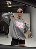 Princess Polly Hooded Sweatshirt Bubble Text Charcoal Light Pink