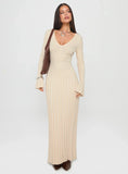 Gratuita Long Sleeve Rib Maxi Dress Cream