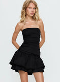 Grayce Strapless Ruched Mini Dress Black