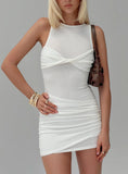 Heart Out Ruched Mini Dress White