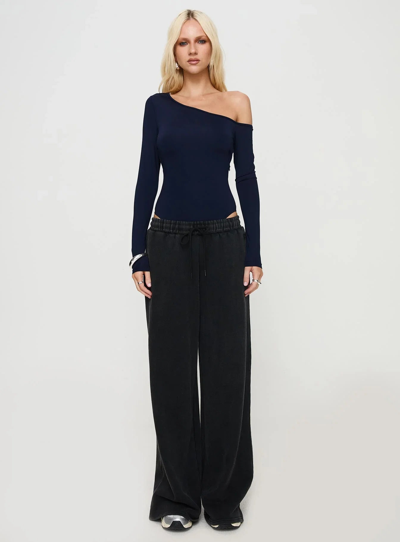 Caylum One Shoulder Bodysuit Navy