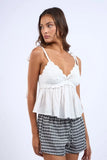 August White Crochet Babydoll Top