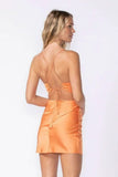 Max Appeal Orange Satin Backless Mini Dress