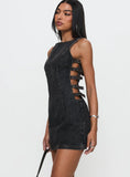 Chatter Buckle Side Denim Mini Dress Charcoal