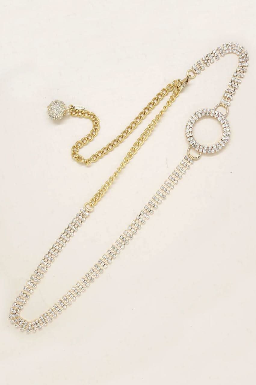 Shining Bright Crystal Gold Circle Belt