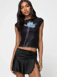 Nova Flower Top Navy Black
